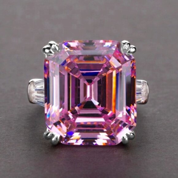 💥 Radiant Cut Gemstone Zircon Luxury Wedding Rings for Women, PD554 - Picture 2 of 4